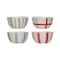 Hello Honey® 5" Red, Aqua & Cream Pattern Hand-Painted Stoneware Bowl Set